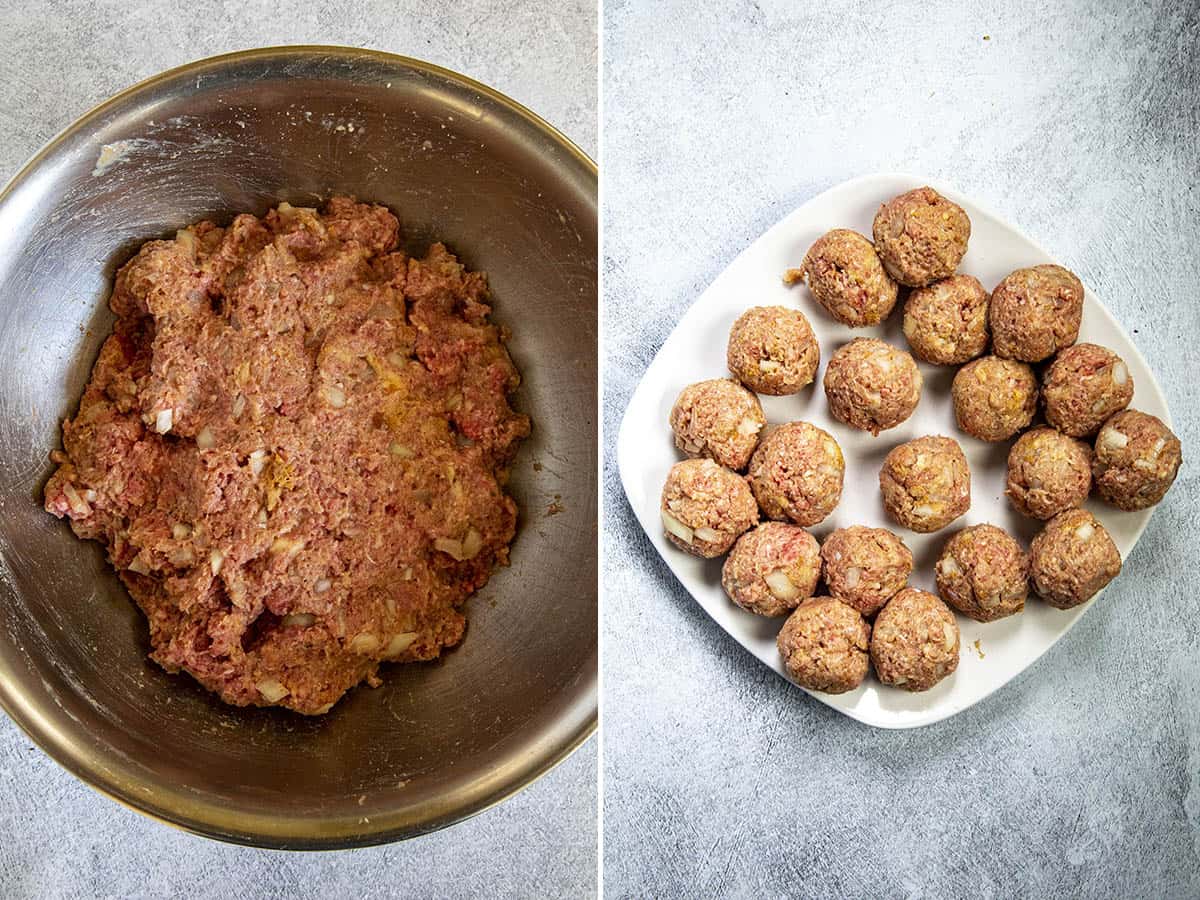 Making Mexican meatballs to make Albondigas Soup