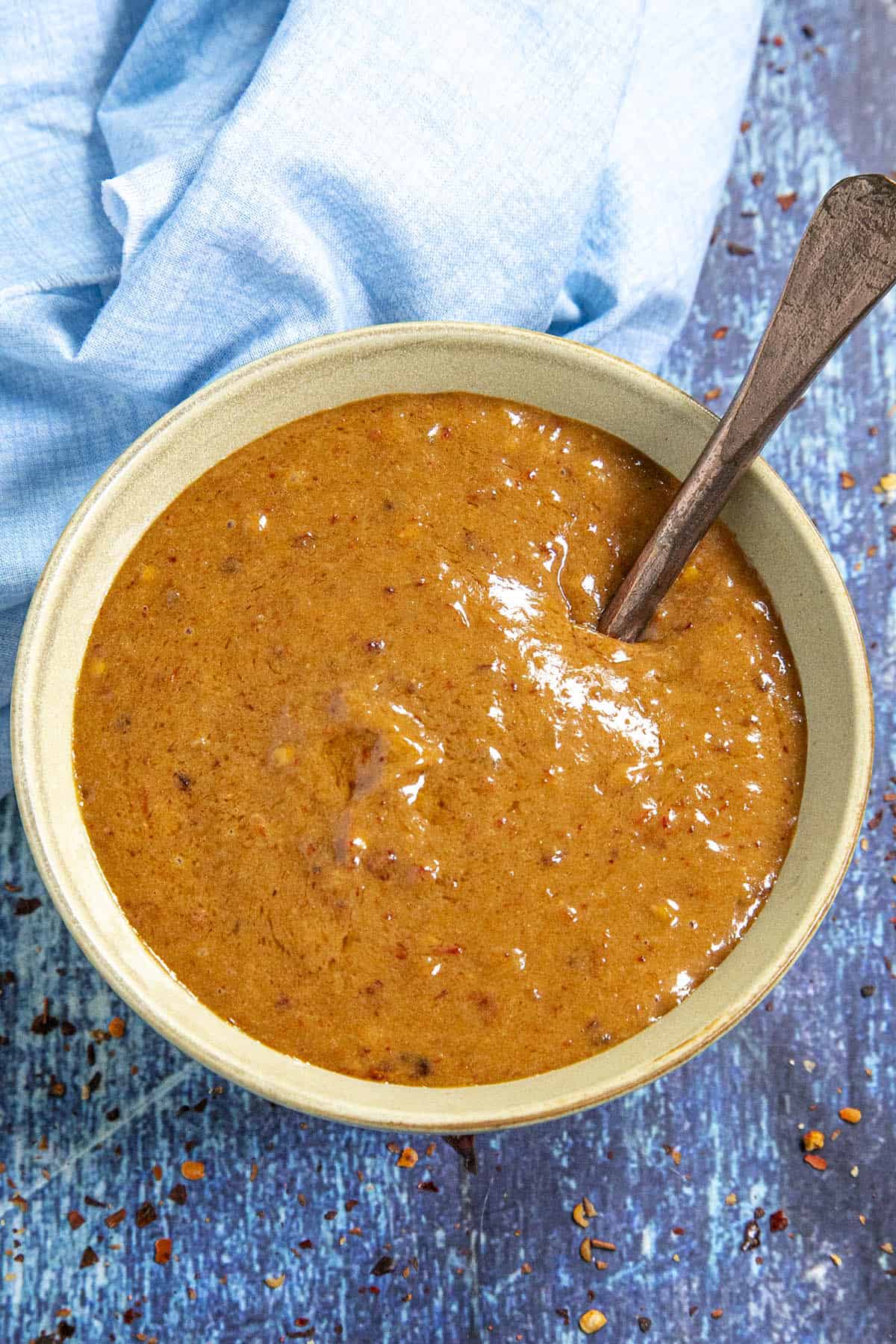 Creamy Thai Peanut Sauce in a bowl, ready to serve