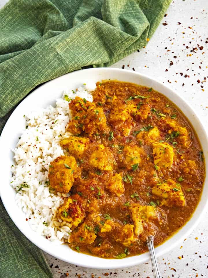 Spicy Chicken Curry in a bowl, ready to serve