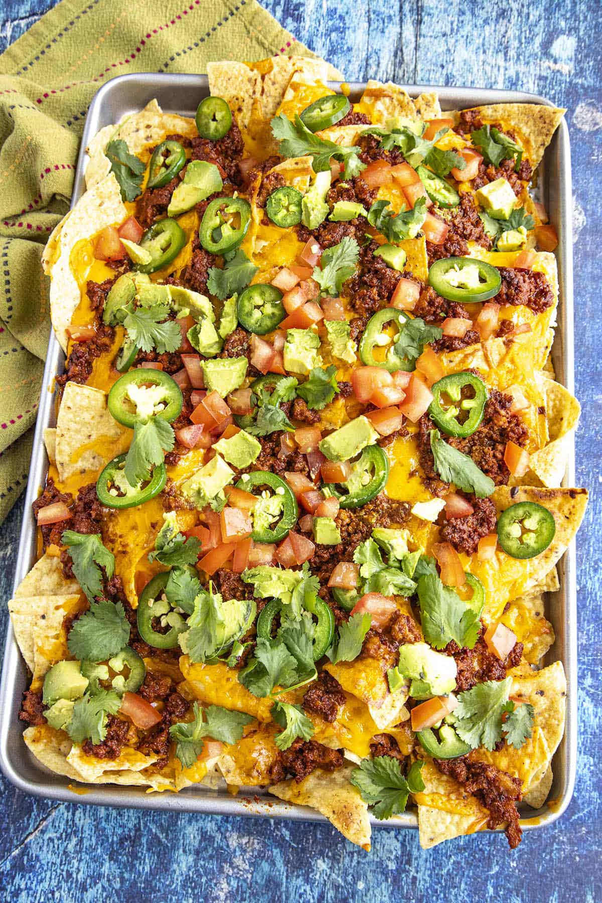A platter of Mike's Late Night Nachos, ready to serve