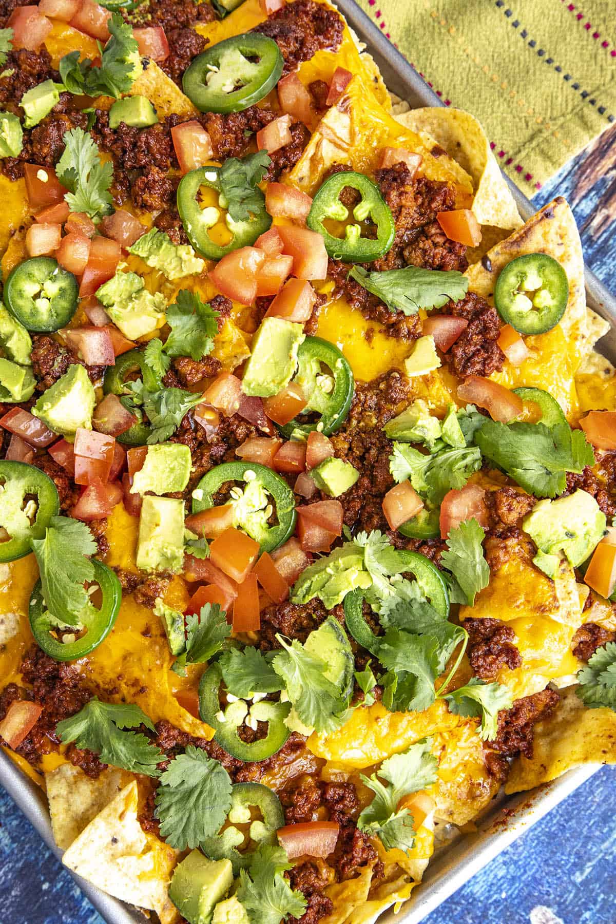 Mike's Late Night Nachos with lots of toppings