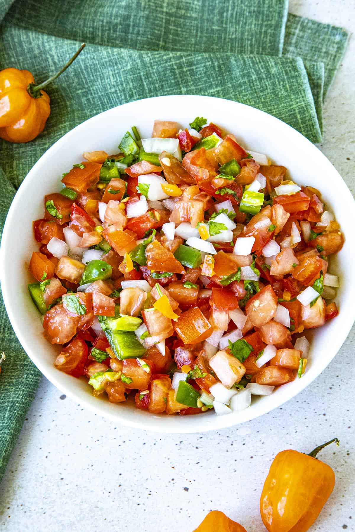 Spicy Habanero Pico de Gallo in a serving bowl