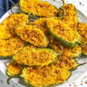 Classic Jalapeno Poppers on a serving platter, ready to eat