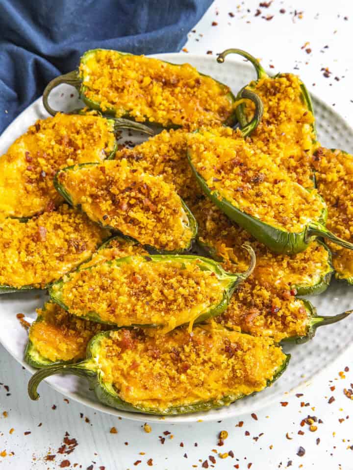 Classic Jalapeno Poppers on a serving platter, ready to eat