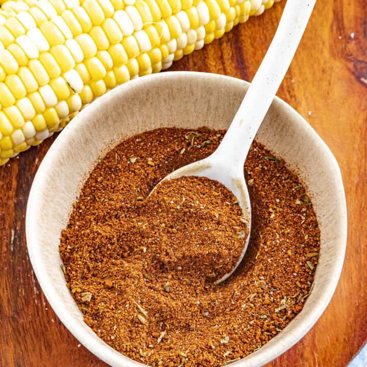 Spicy Elote Seasoning in a bowl, freshly mixed and ready to enjoy