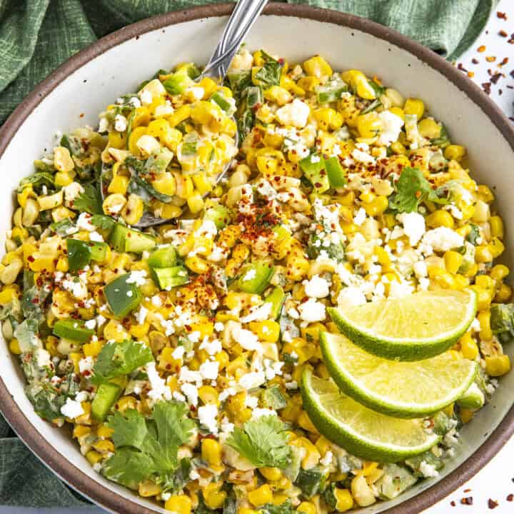 Esquites (Mexican Street Corn Salad) in a bowl