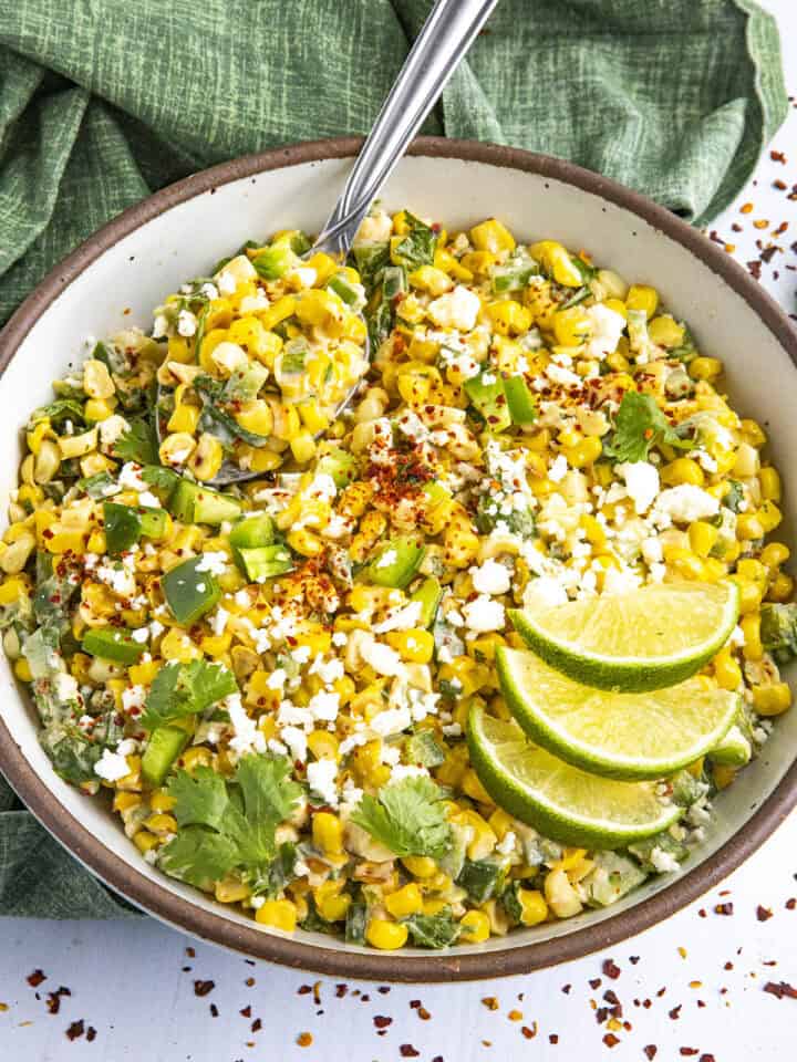Esquites (Mexican Street Corn Salad) in a bowl