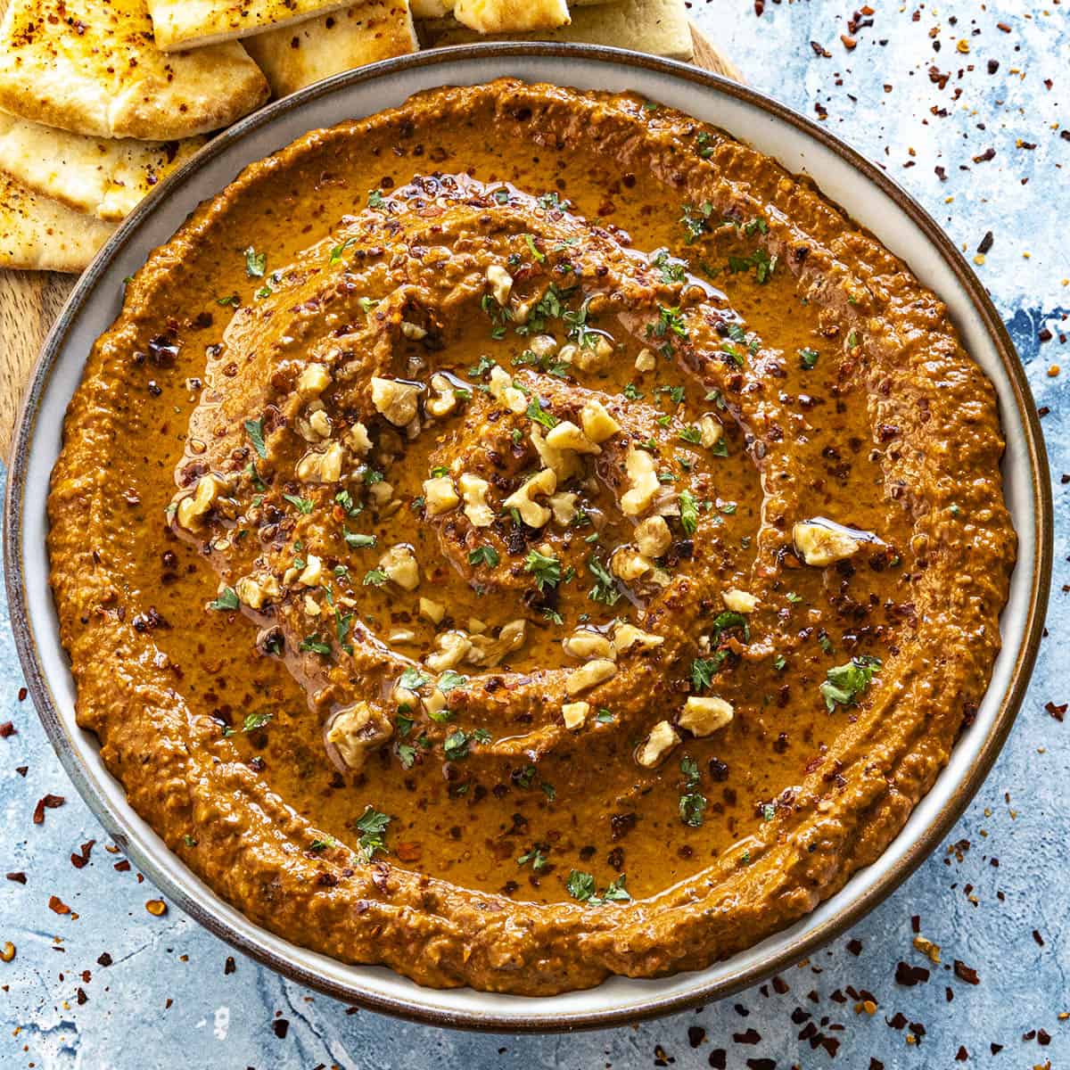 Muhammara Recipe (Roasted Red Pepper and Walnut Dip)