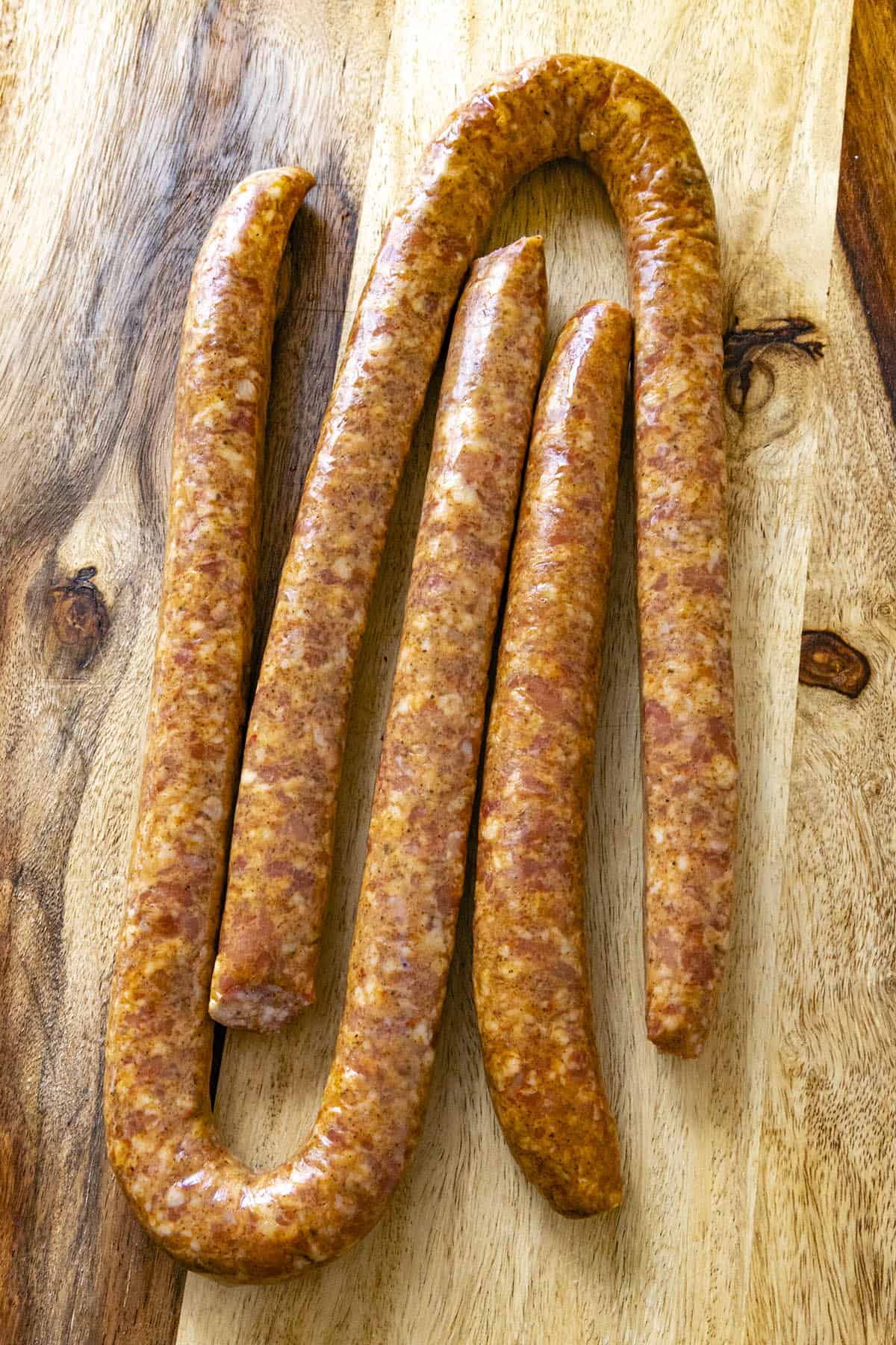 Conecuh Sausage on a cutting board
