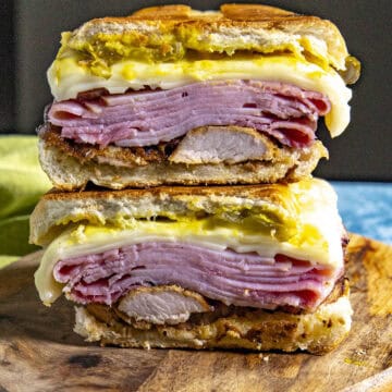 Two halves of a Cuban Sandwich stacked