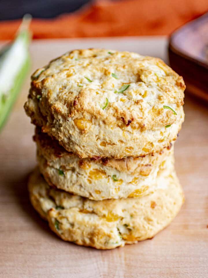 A stack of Jalapeno Cheddar Biscuits