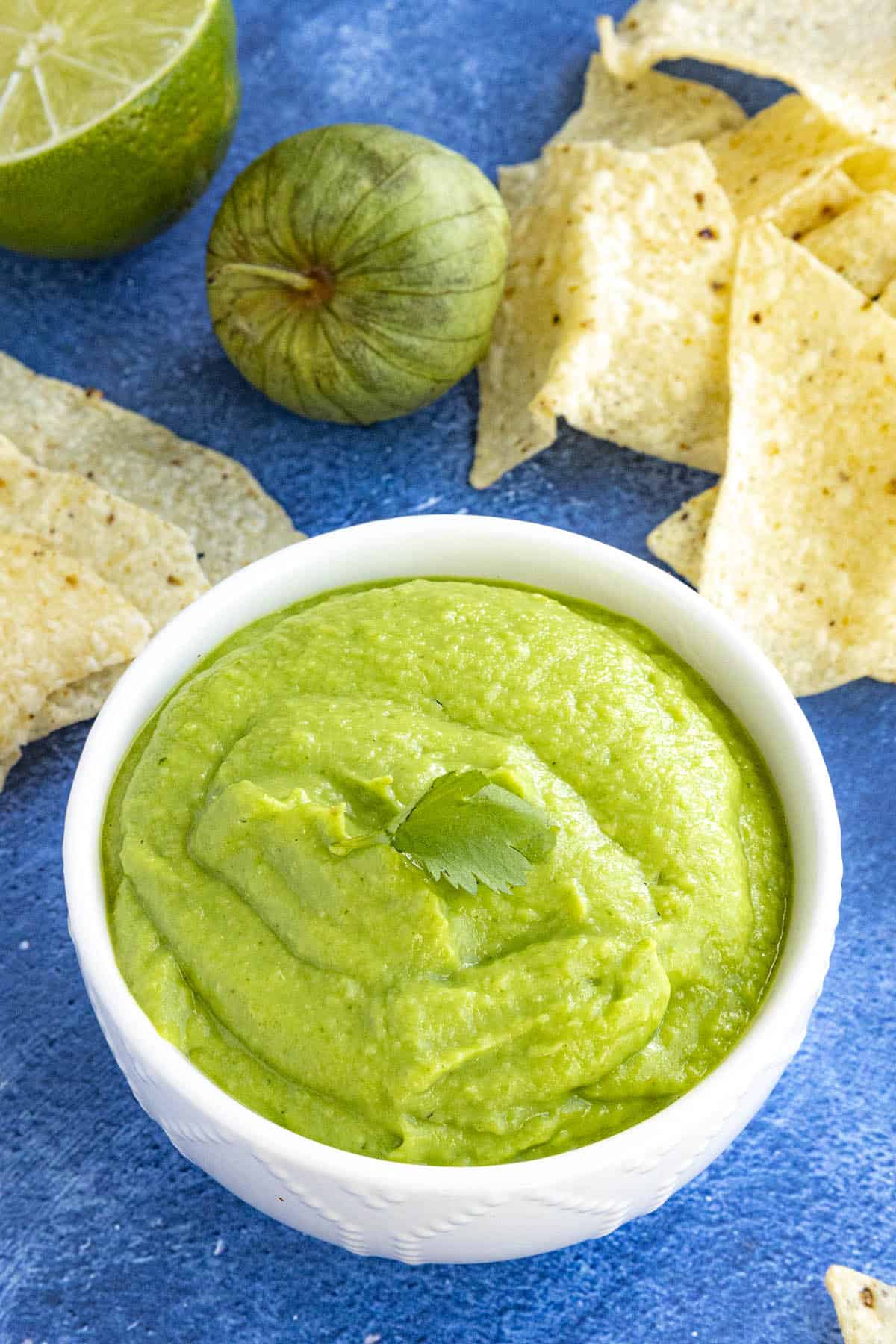 Creamy Avocado Salsa Verde in a bowl