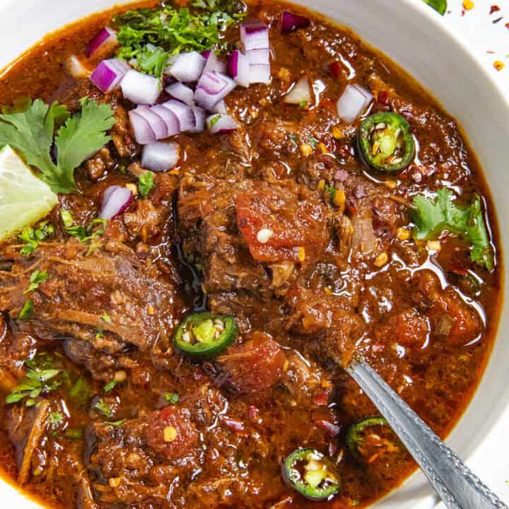 Mexican Birria (Beef Birria) in a bowl, ready to serve