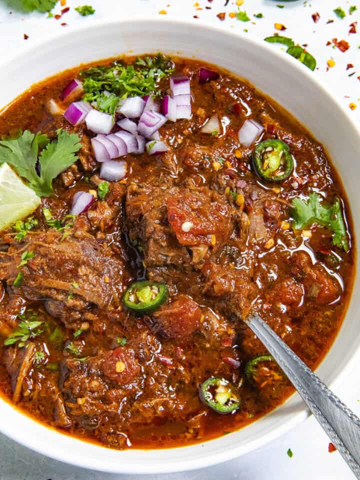 Mexican Birria (Beef Birria) in a bowl, ready to serve