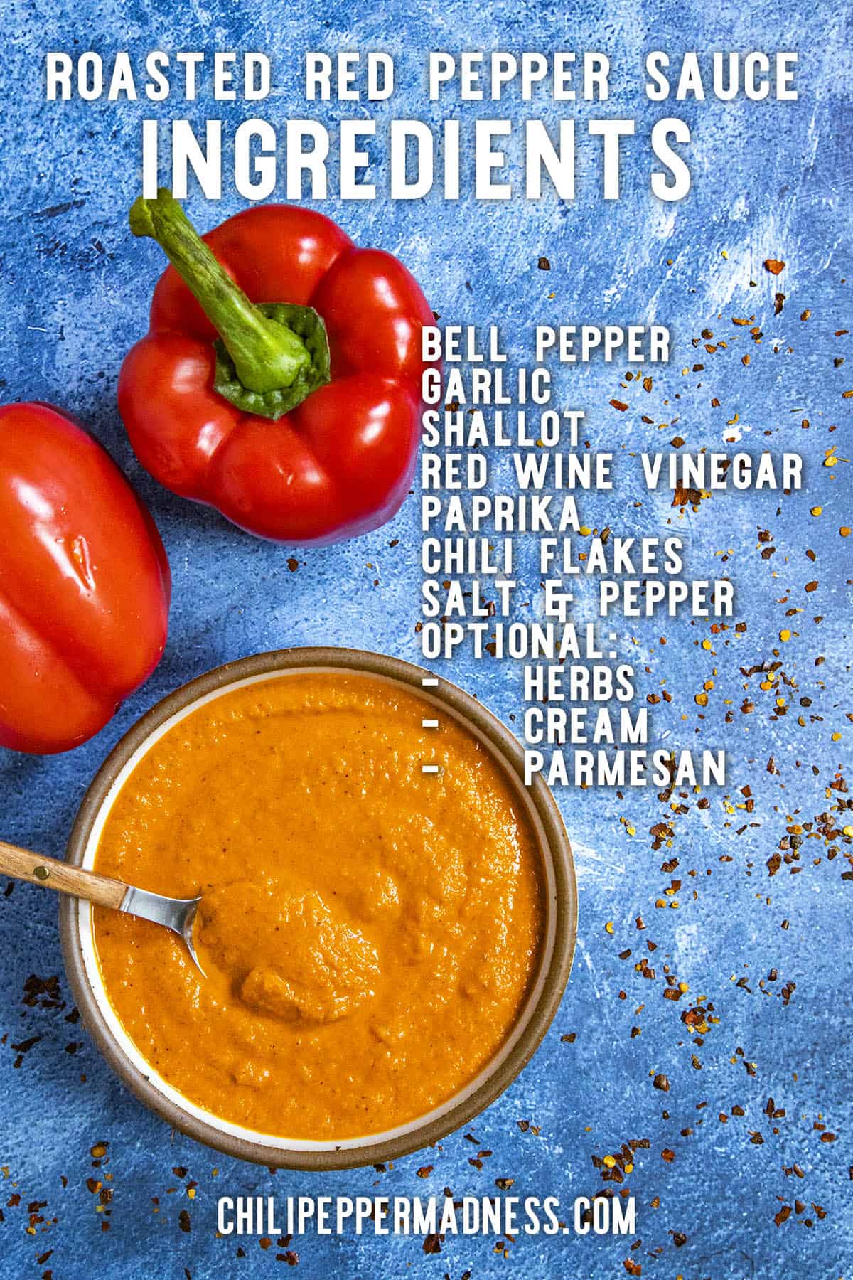 A list of Roasted Red Pepper Sauce Ingredients