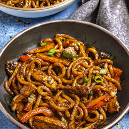 A bowl of Yaki Udon (Japanese Stir Fried Udon Noodles)