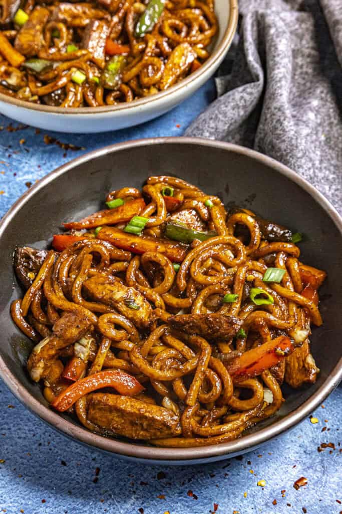 A bowl of Yaki Udon (Japanese Stir Fried Udon Noodles)