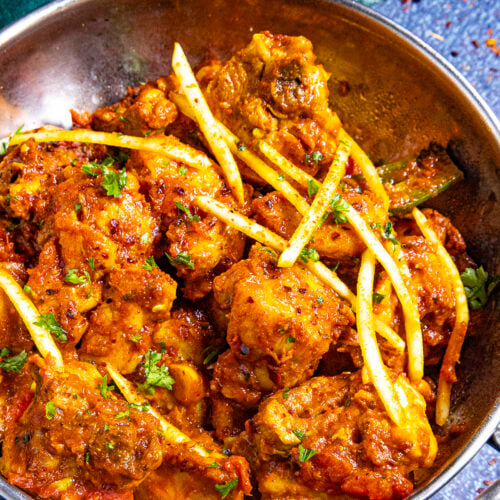 Chicken Karahi (Kadai Chicken) in a serving bowl