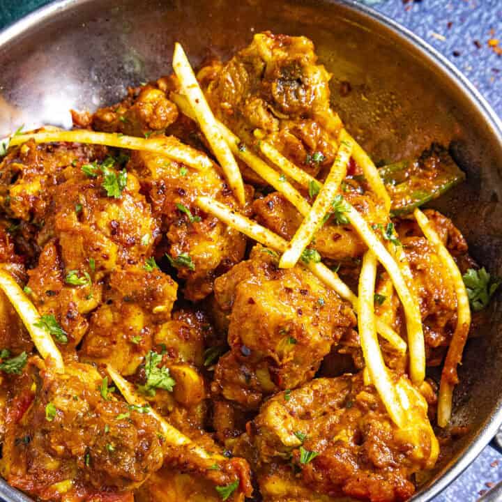 Chicken Karahi (Kadai Chicken) in a serving bowl