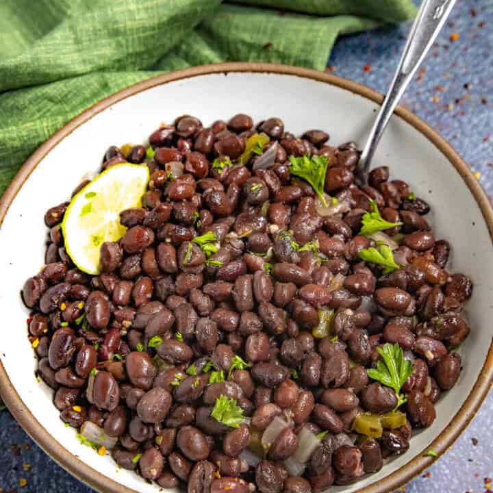 Cuban Black Beans in a bowl, ready to serve
