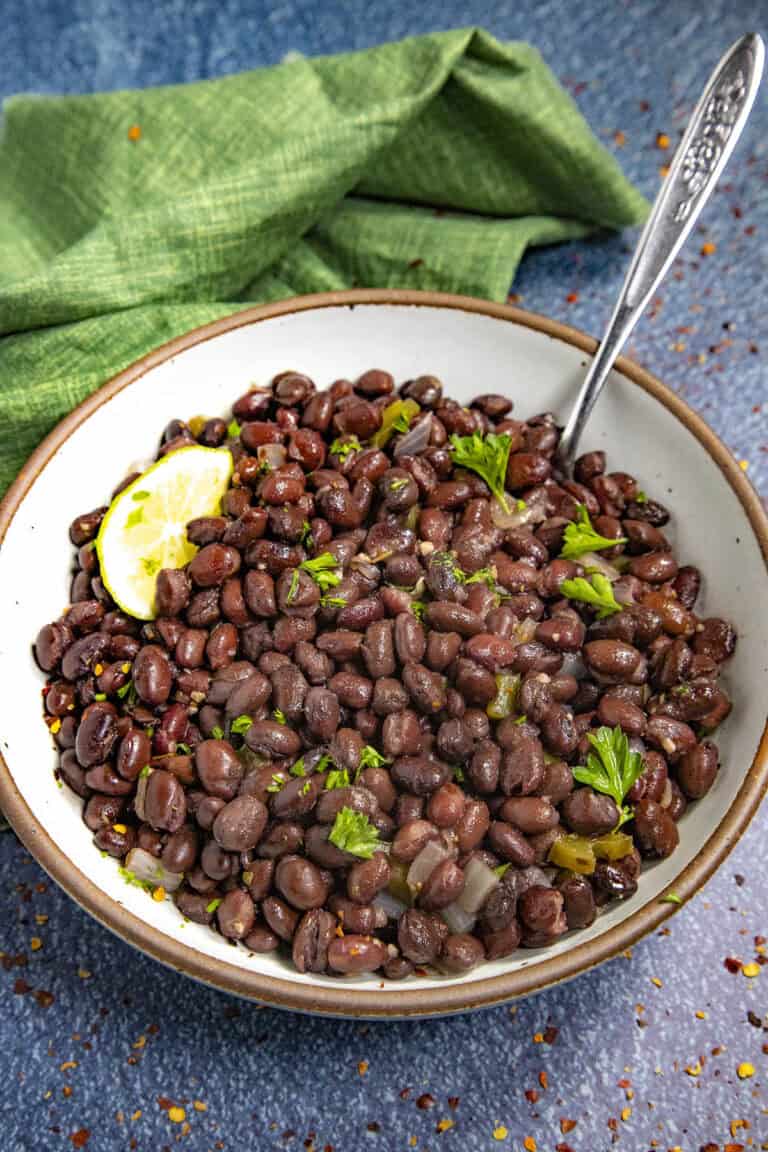 Cuban Black Beans in a bowl, ready to serve