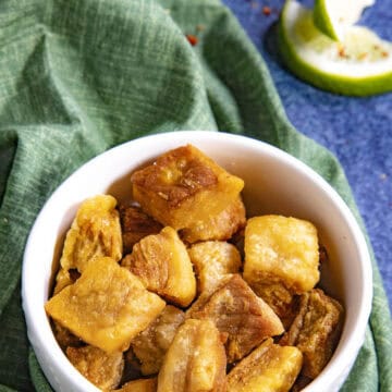Crispy Homemade Chicharrones in a serving bowl