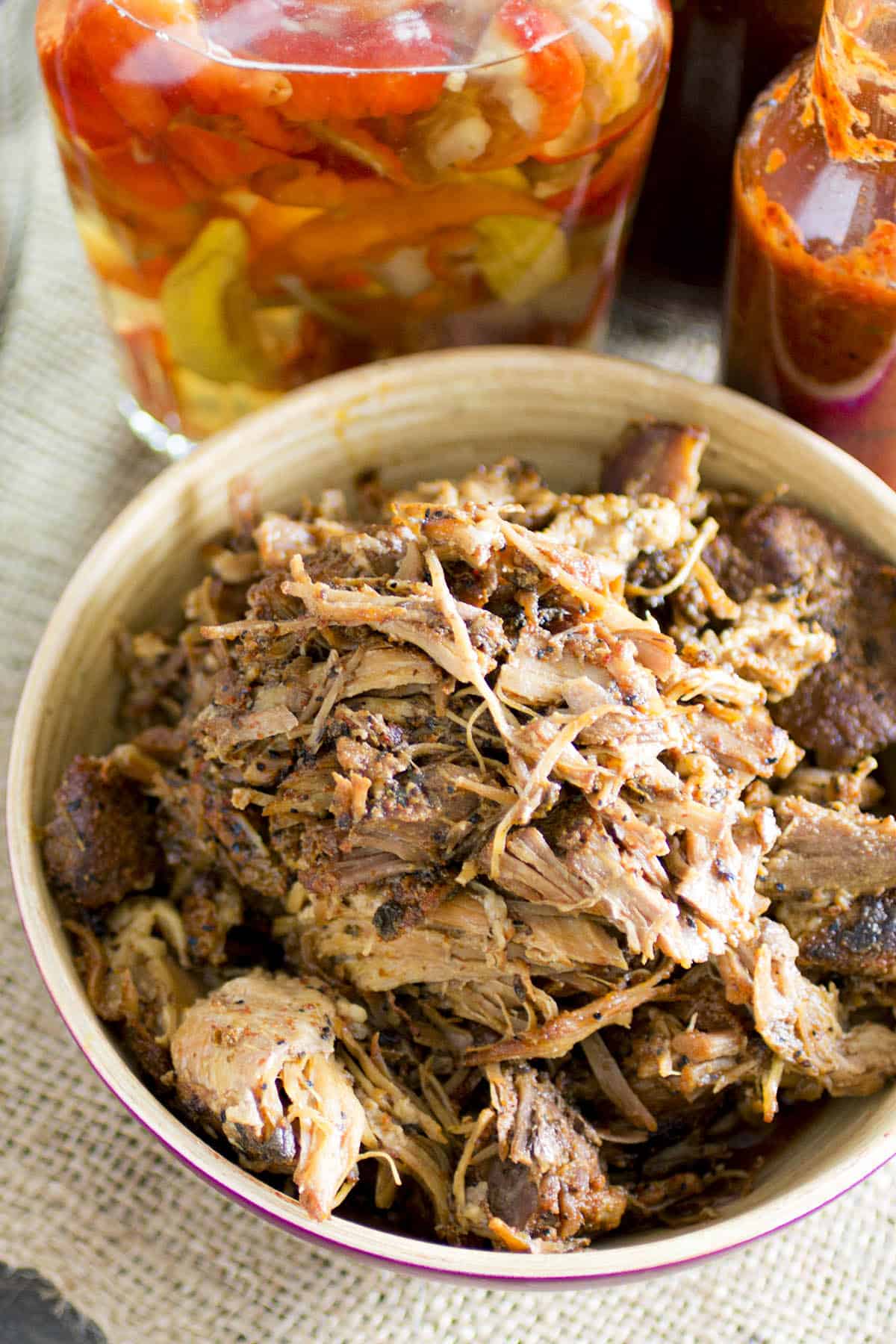Tender Pressure Cooker Pulled Pork served in a bowl