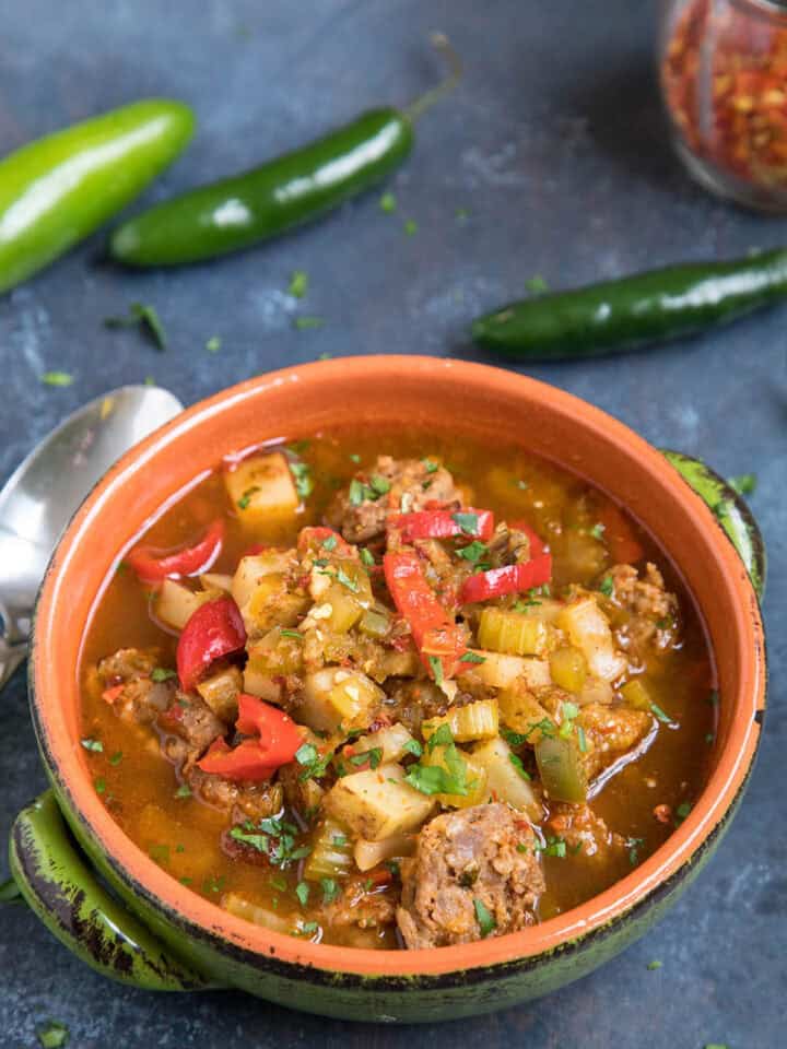 Sausage Potato Soup in a bowl