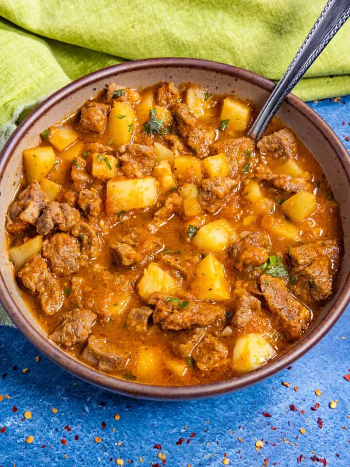 Hearty Carne con Papas served in a bowl