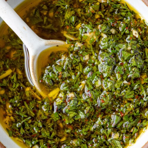 Chimichurri sauce in a bowl