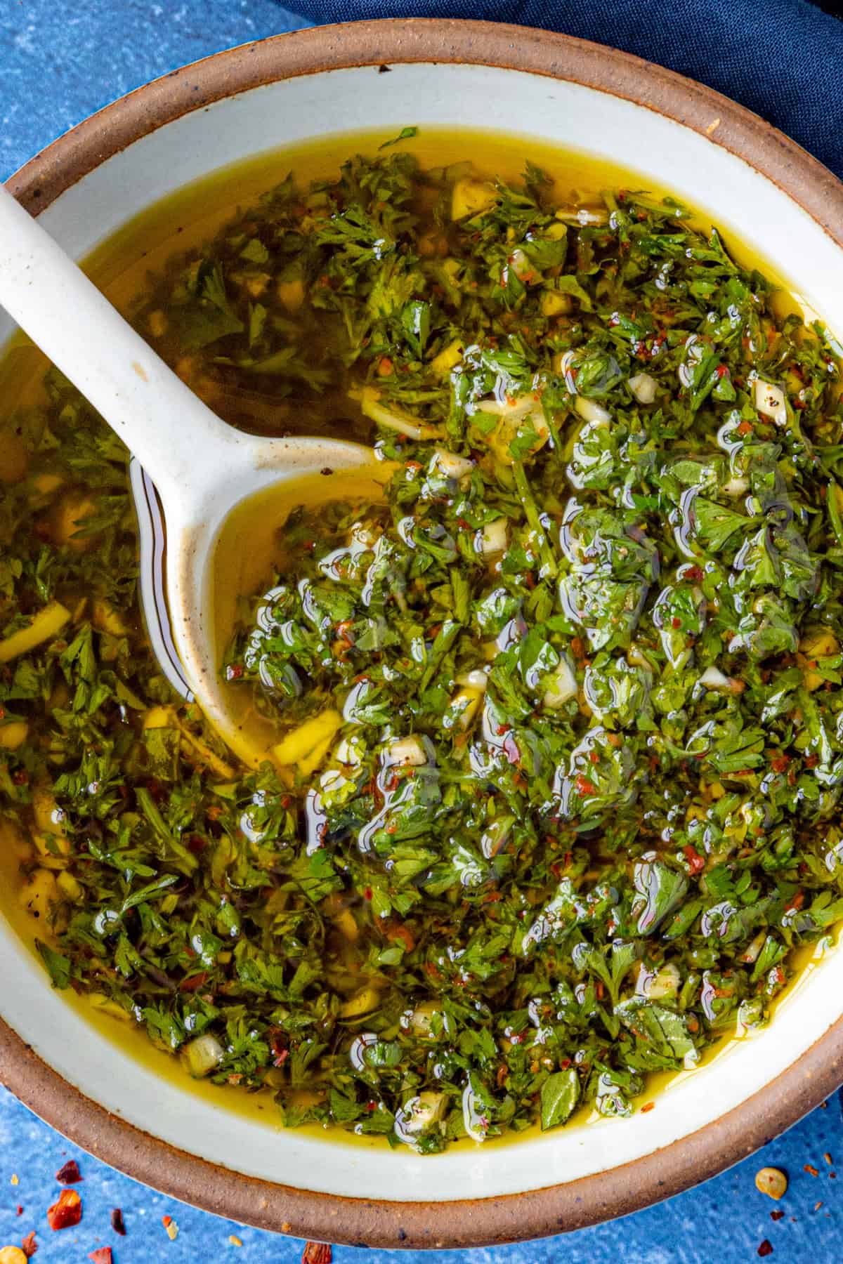 Chimichurri sauce in a bowl