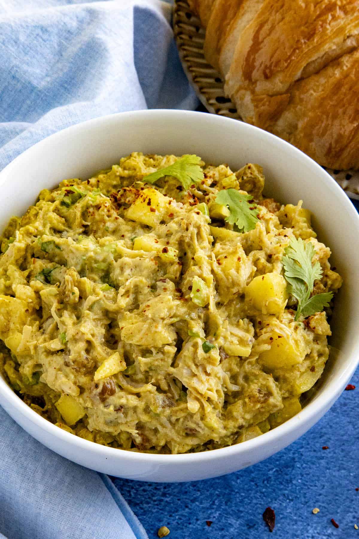 Curry Chicken Salad in a bowl for serving