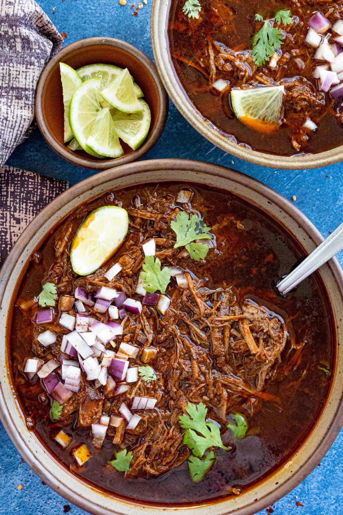 Slow Cooker Birria served in a bowl