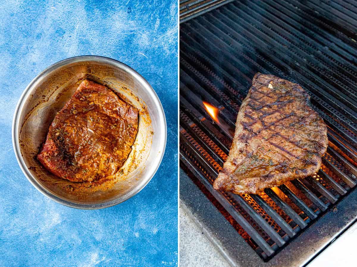 Marinating and grilling juicy steak for the best steak tacos ever