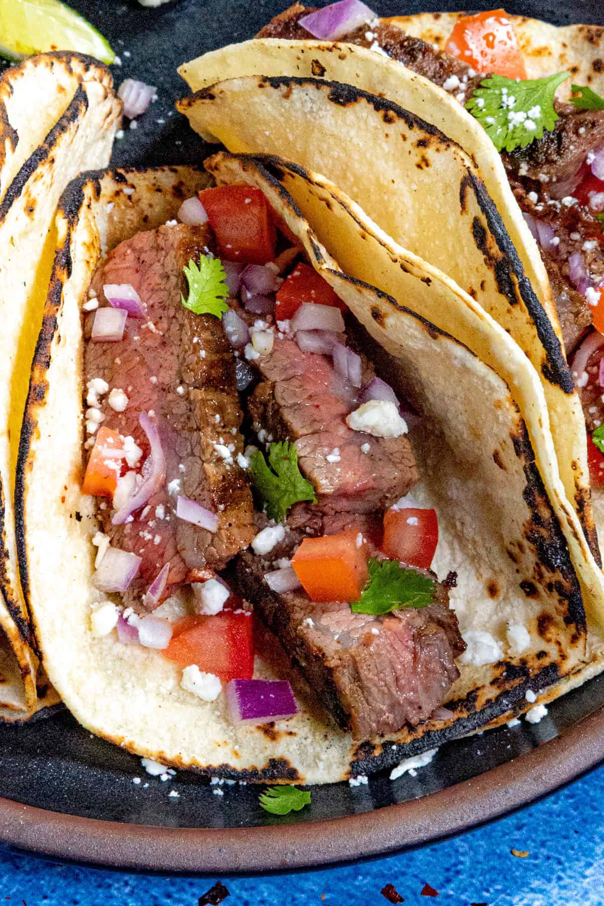 A delicious steak taco ready to serve