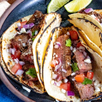 Steak Tacos served on a plate