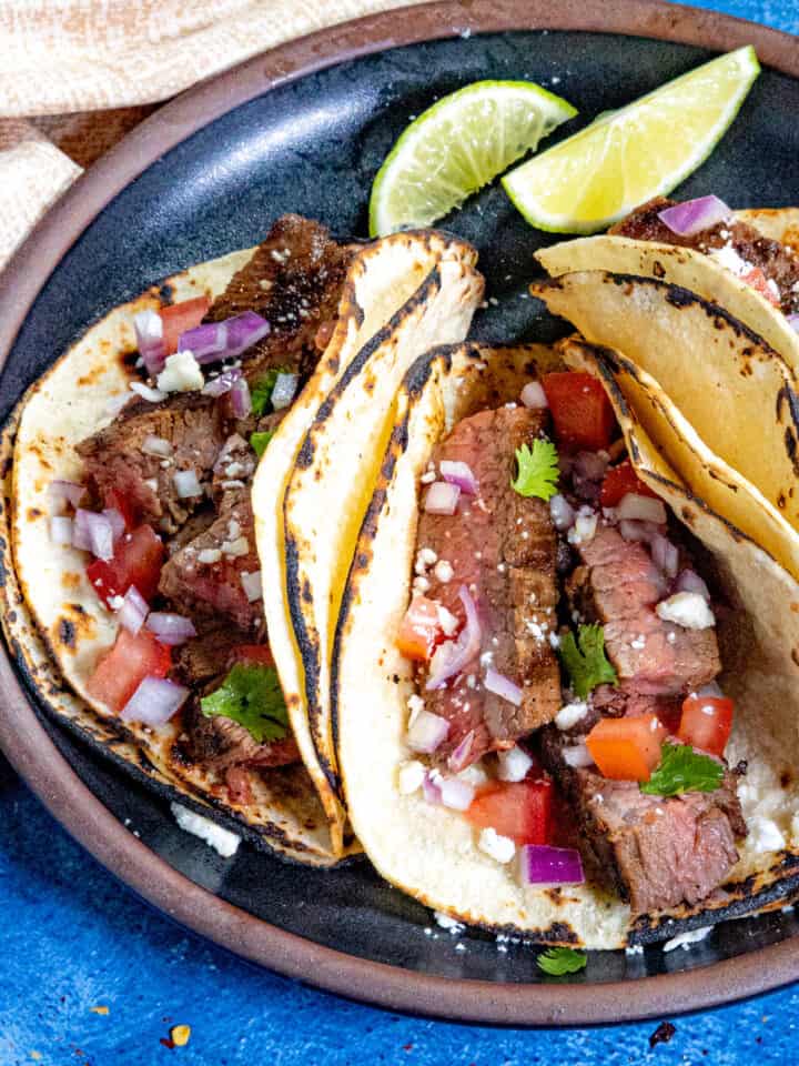 Steak Tacos served on a plate