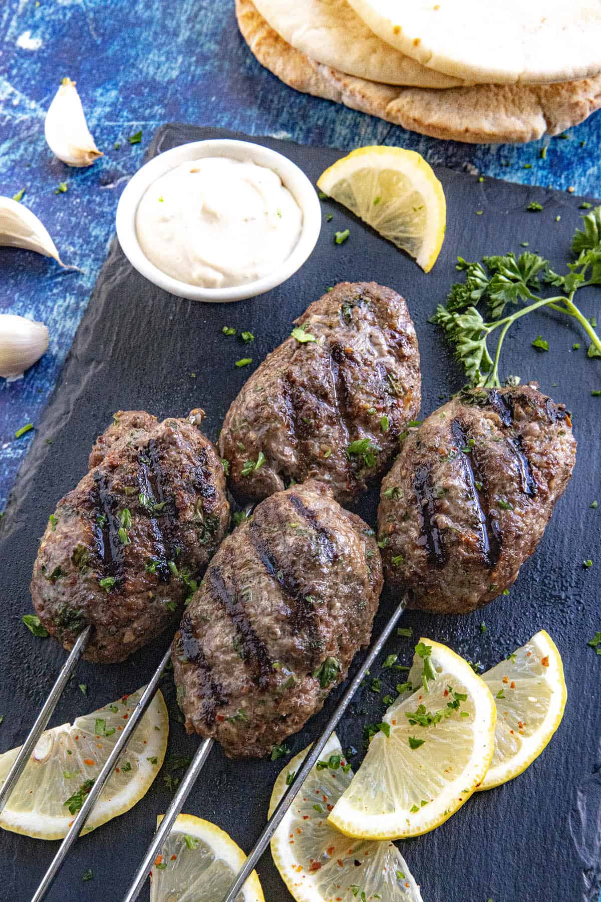 Kofta Kebabs on a platter, ready to serve