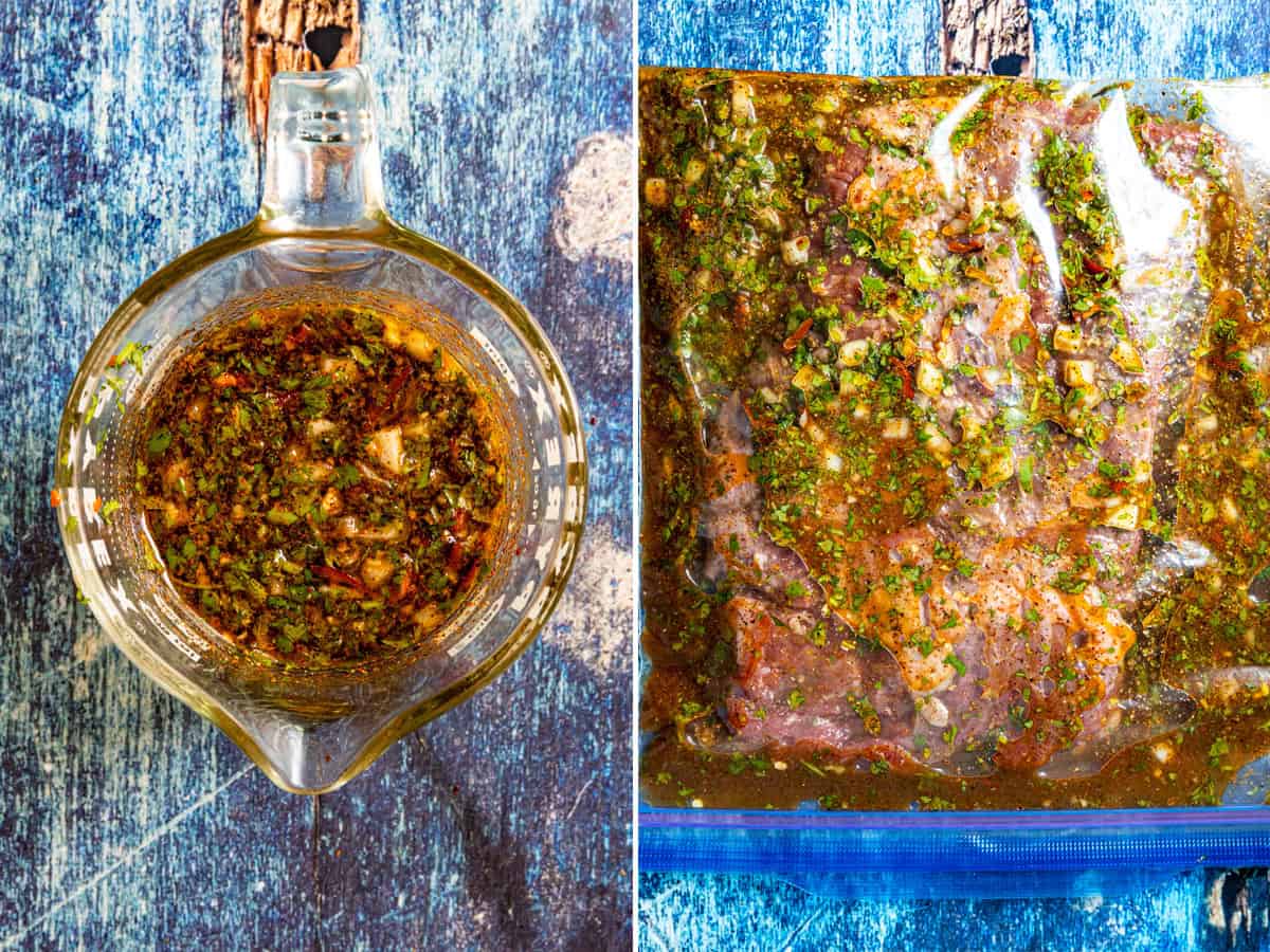 Marinating Arrachera (Mexican Skirt Steak) in a bag