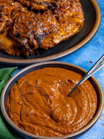 Mexican style Cascabel Chili Sauce in a bowl
