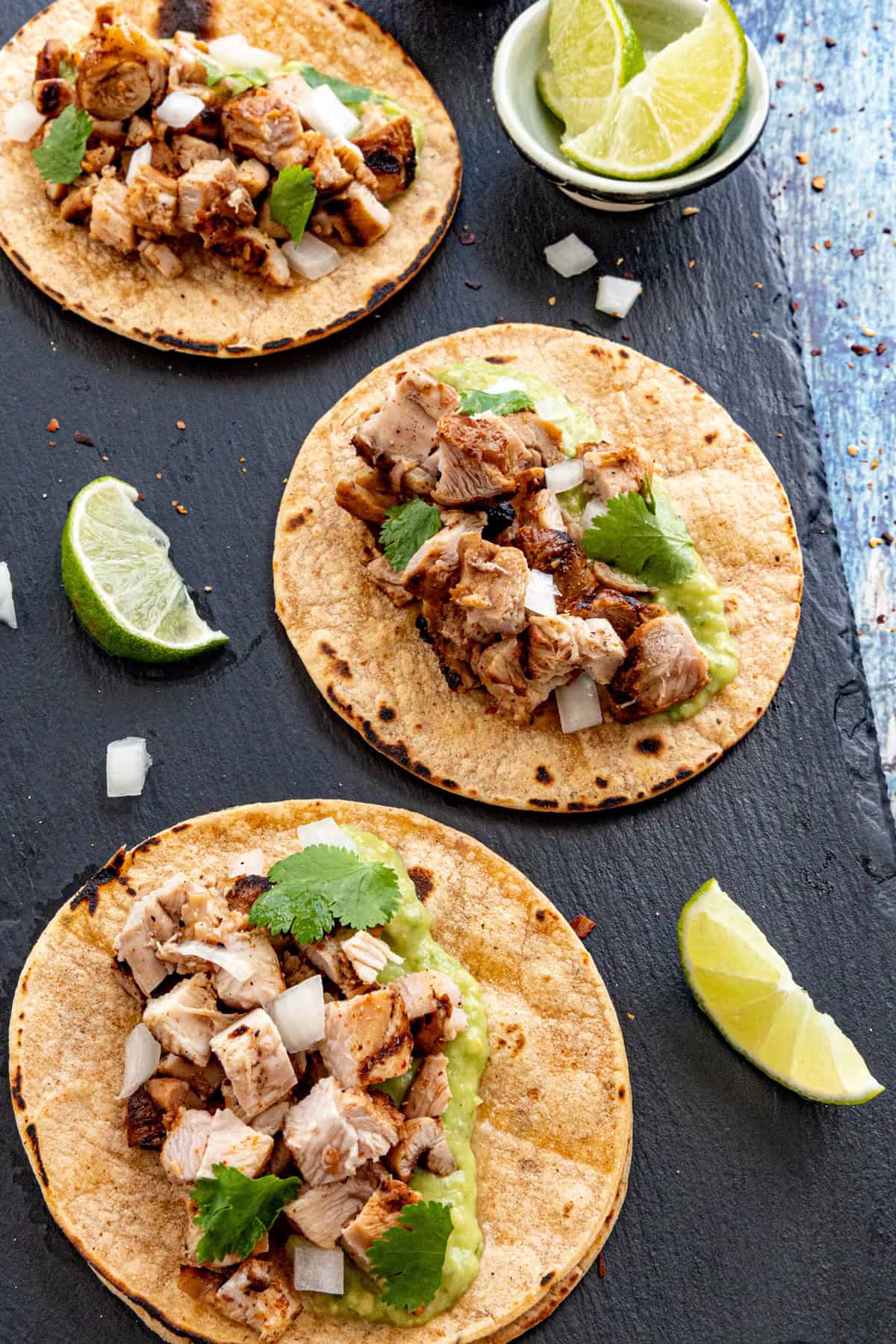 3 Chicken Tacos ready to serve