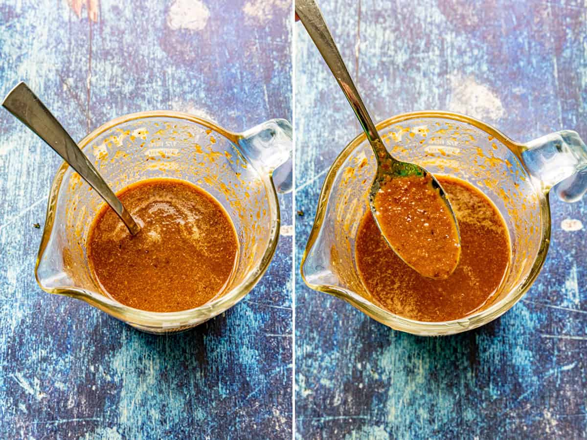 Processed Chili de Árbol Hot Sauce in a measuring cup