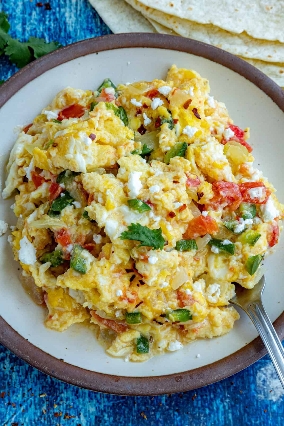 Huevos a la Mexicana served on a plate