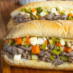 Chicago Italian Beef Sandwiches on a platter