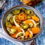 A bowl filled with Escabeche (Mexican Pickled Vegetables)