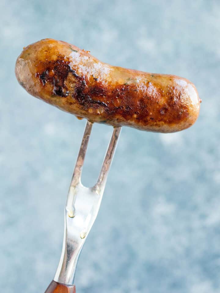 Homemade Italian Sausage on a fork