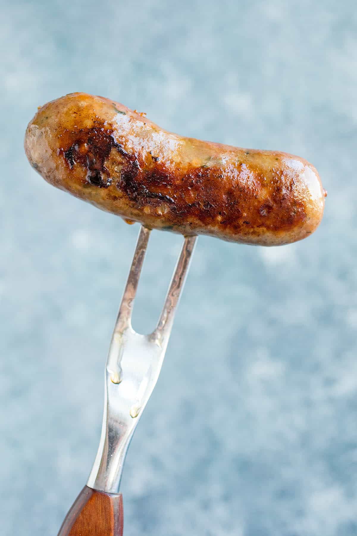 Homemade Italian Sausage on a fork