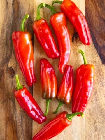 A pile of Fresh Paprika Peppers