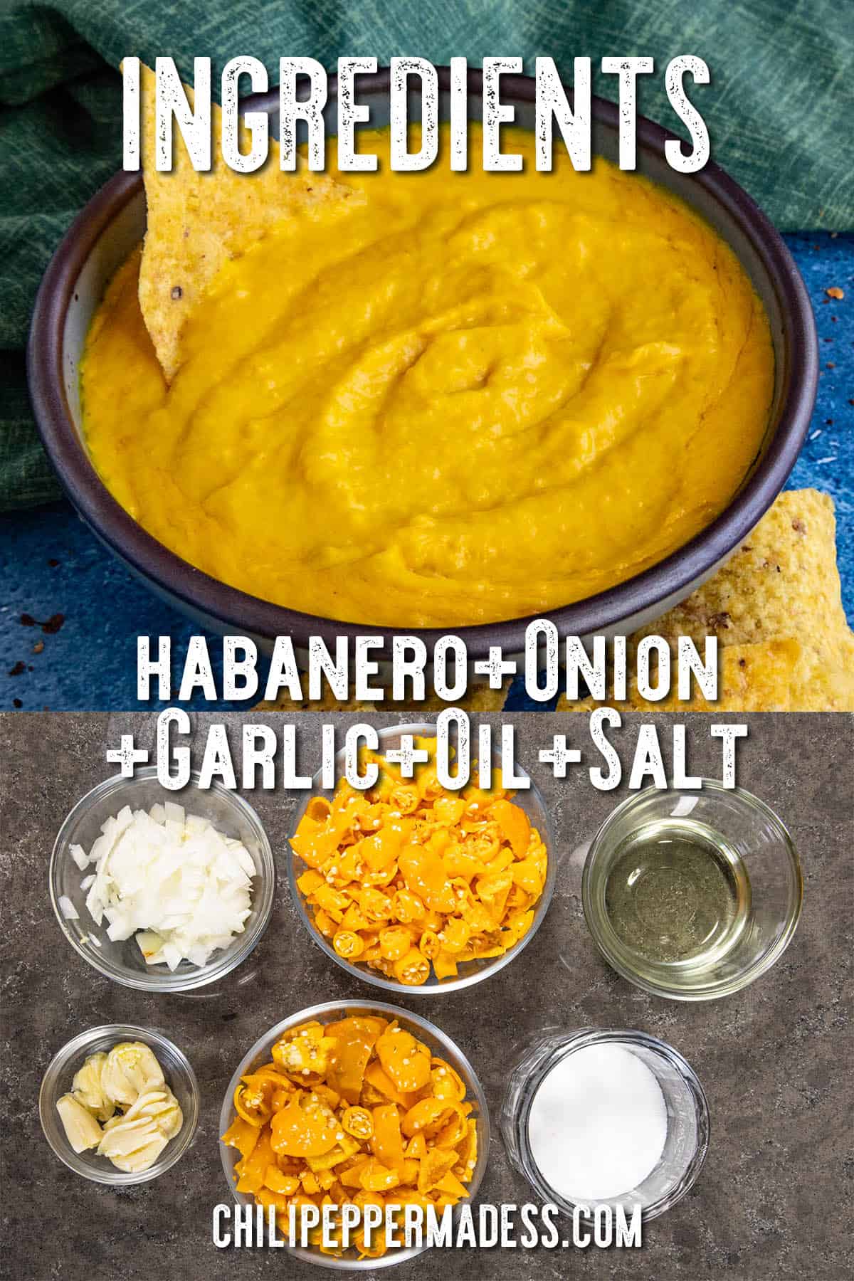 Ingredients for making Creamy Habanero Sauce on a tabletop