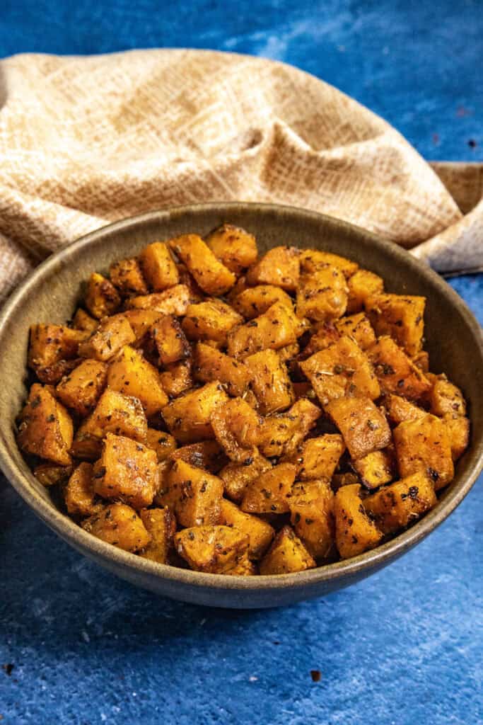 Spiced, Roasted Sweet Potatoes in a bowl, ready to be served